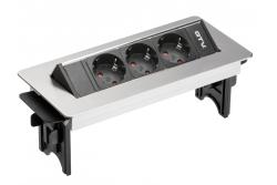 Επέκταση καλωδίου για επιφάνεια εργασίας χωρίς κασέτα, 3x πρίζα schuko, καλώδιο τροφοδοσίας 1,5 m με βύσμα inox 1208958679