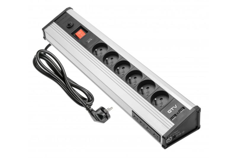 Καλώδιο επέκτασης γραφείου MULTI με προστασία από υπερτάσεις, 6x πρίζα με γείωση, 4x USB 1208958684