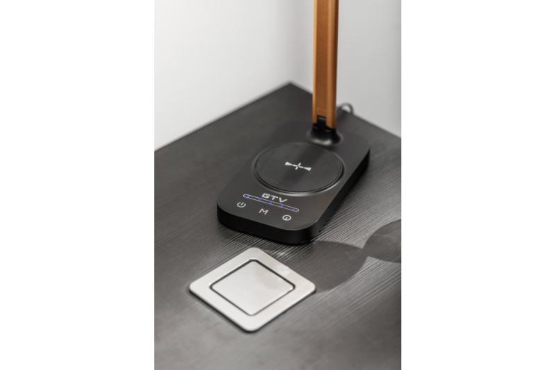 Bureau Lamp Bressi 8W 450lm AC220-240V 3-CCT Ασύρματη Φόρτιση USB PF>0.5 RA>80 Μαύρο / Χρυσό 1208962479