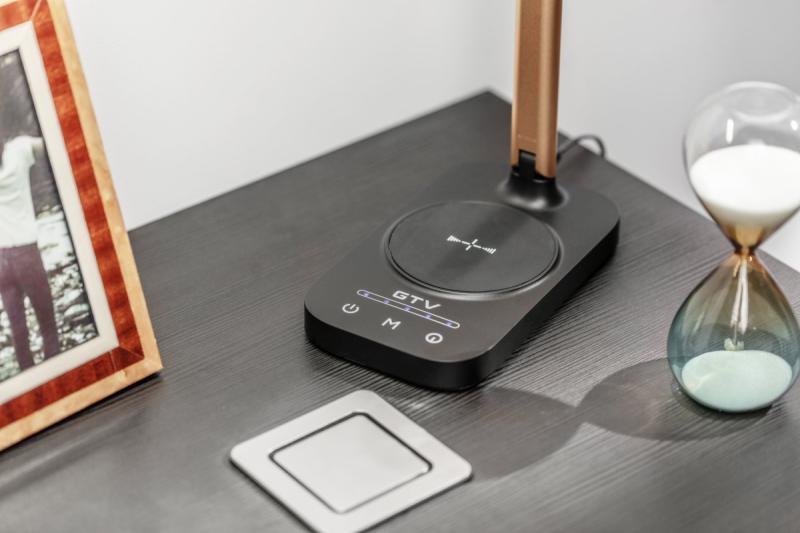 Bureau Lamp Bressi 8W 450lm AC220-240V 3-CCT Ασύρματη Φόρτιση USB PF>0.5 RA>80 Μαύρο / Χρυσό 1208962479