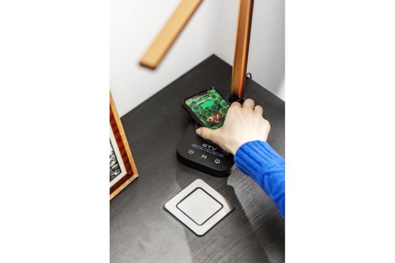 Bureau Lamp Bressi 8W 450lm AC220-240V 3-CCT Ασύρματη Φόρτιση USB PF>0.5 RA>80 Μαύρο / Χρυσό 1208962479