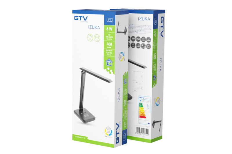 Διακοσμητική LED επιτραπέζια λάμπα IZUKA 6W 400lm AC220-240V 50/60Hz CCT επαγωγικός φορτιστής μαύρο. 1208962497
