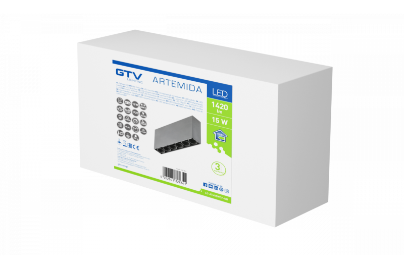 Διακοσμητικό LED φωτιστικό ARTEMIDA 15W 1420lm AC220-240V 50/60 Hz PF>0,9 Ra≥80 IP20 IK08 4000K 38° ορθογώνιο μαύρο. 1208962640