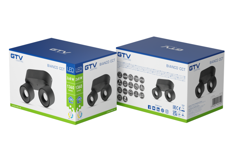 Διακόσμηση LED φωτιστικό BIANCO CCTt 16W 680lm AC220-240V 50/60 Hz Ra≥80 IP20 36° 2700/3300/4000K okr. μαύρο. 1208962674