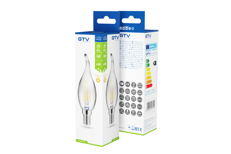 Διακοσμητικό LED φως, FILAMENT, C35L, 27006, E14, 4W, 240lm, AC220-240V/ 50-60Hz, RA>80, 360° 1208962696