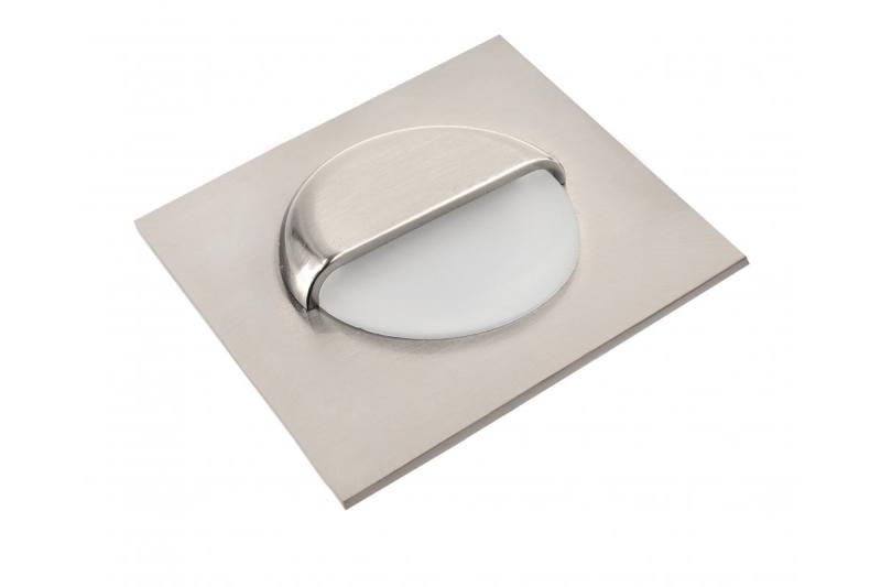 LED διακοσμητικό φωτιστικό σκαλοπατιών ESCADA KB DC12V τετράγωνο με ματ γυάλινο κάλυμμα 0,8W 70lm 4000K inox καλώδιο 150cm.