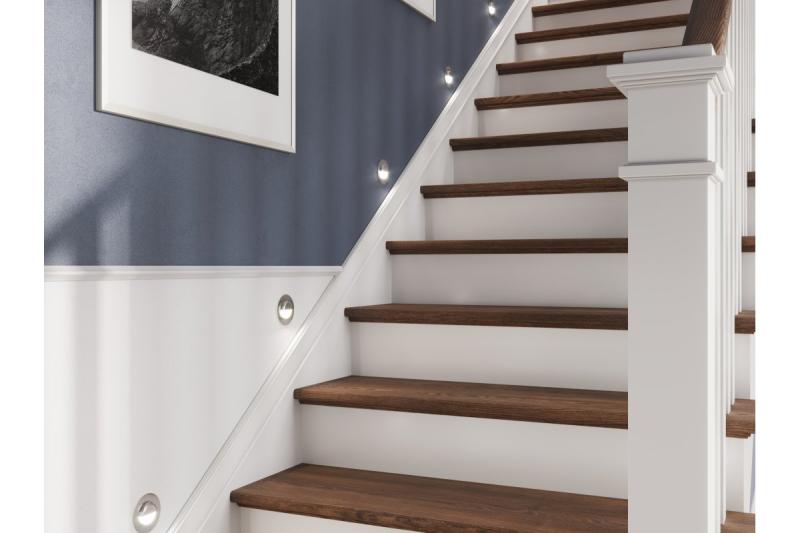 Διακοσμητικό LED φωτιστικό σκάλας ESCADA OB DC12V με στρογγυλό καπέλο από ανοξείδωτο γυαλί 0,8W 70lm 4000K, καλώδιο 150cm