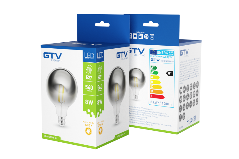 Διακοσμητικό LED φως, FILAMENT, G125, 27006, E27, 8W, 540lm, AC220-240V / 50-60Hz, RA> 80, 360° 1208962766