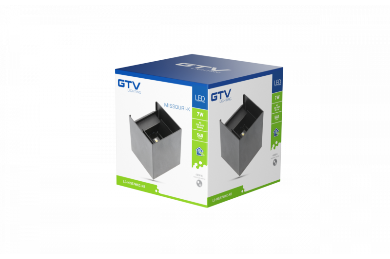 Διακόσμηση MISSOURI-K LED-λάμπα 7W 540lm AC220-240V 50/60 Hz PF>0.5 Ra≥80 IP54 IK08 4000K τετράγωνη μαύρη. 1208962994