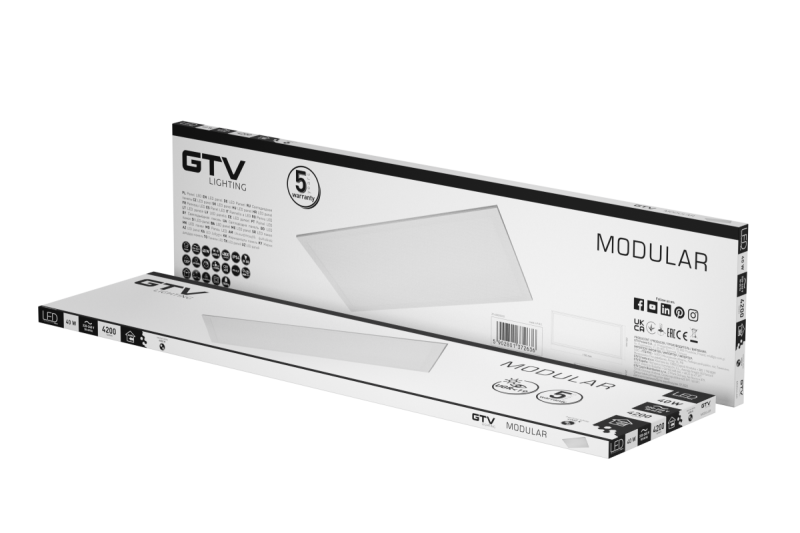 LED φωτιστικό MODULAR, πίσω πλάκα, 120x30cm, 4000K, 40W, 4200lm, AC220-240V, PF>0,9, IP54, 5y, UGR<19 1208962998