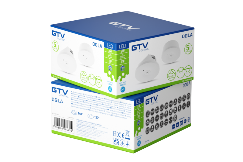 Εργαλείο φωτισμού έκτακτης ανάγκης OGLA LED,3W,200lm,AC220-240V,50-60Hz,IP20,6400K,3H,μονή εργασία,κουμπί TEST 1208963016