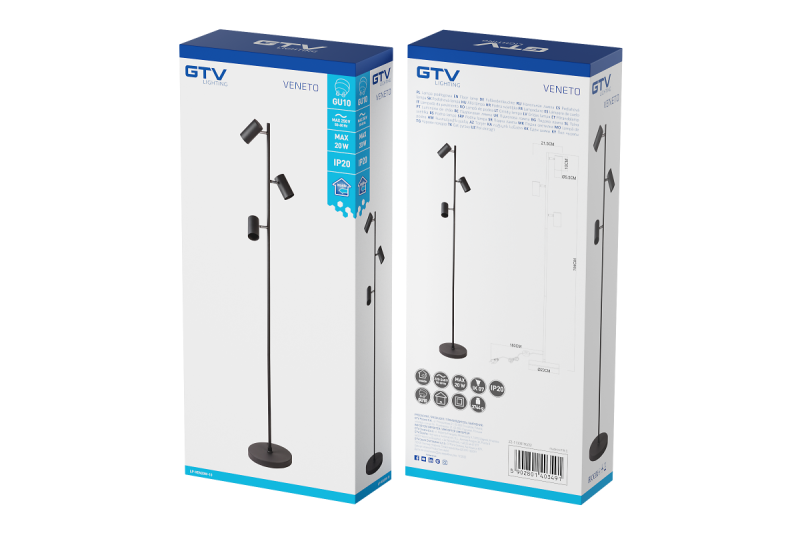 Διακοσμητικό Επιδαπέδιο Φωτιστικό VENETO IP20 max. 20W 3 x GU10 μαύρο 1208963349