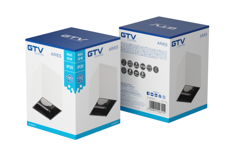 Decor Οροφής Φωτιστικό ARIES PC 77x100mm IP20 max 20W τετράγωνο λευκό/μαύρο. 1208963814