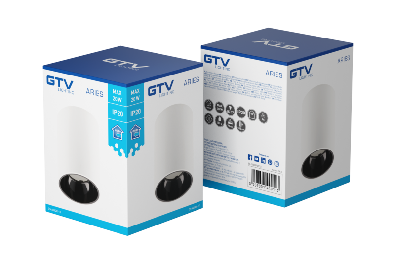 Διακοσμητικό φωτιστικό οροφής ARIES PC 73x105mm IP20 max 20W στρογγυλό λευκό/μαύρο. 1208963818