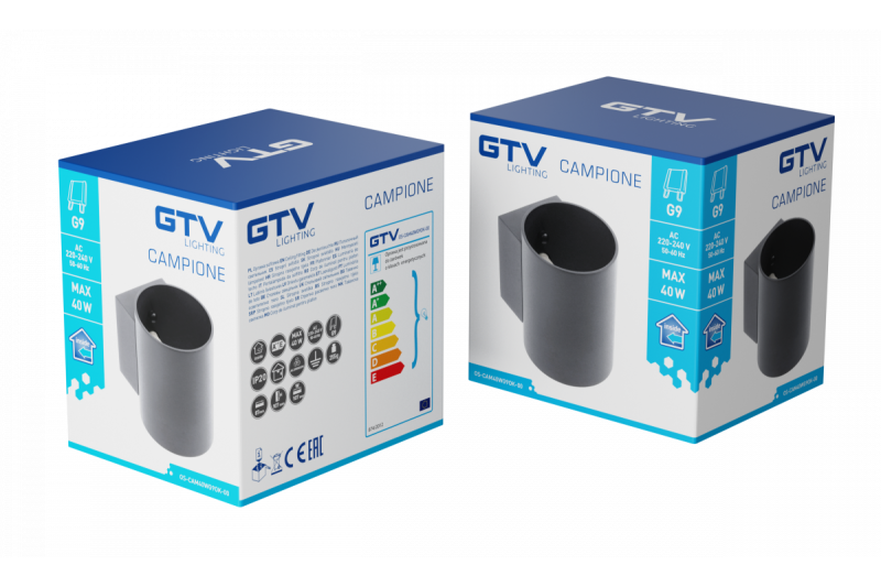 Διακοσμητικό φωτιστικό τοίχου CAMPIONE αλουμίνιο G9 IP20 μέγ. 40W IP20 στρογγυλό μαύρο. 1208963851