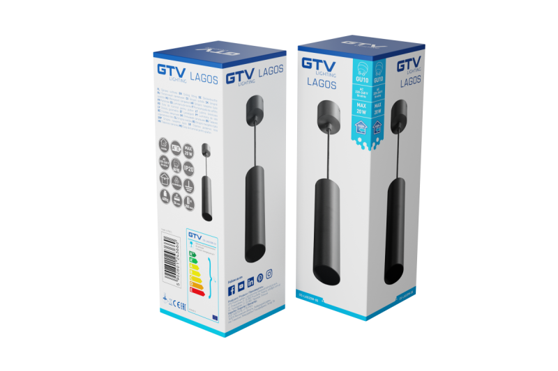 Διακόσμηση Αναρτημένο φωτιστικό LAGOS GU10 αλουμίνιο IP20 μέγ. 20W μαύρο 1208963909