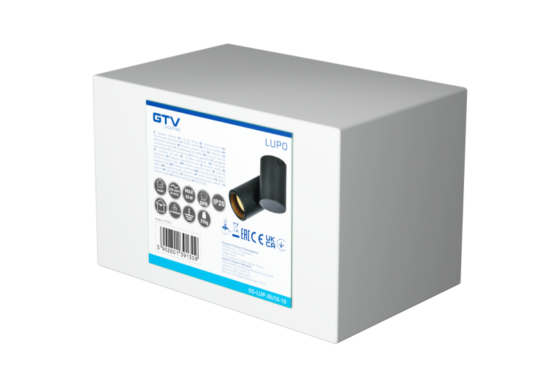 Διακοσμητικό Φωτιστικό Οροφής LUPO αλουμινίου 11,6x5,6x11,5 IP20 1*GU10 max. 50W στρογγυλό μαύρο. 1208963928