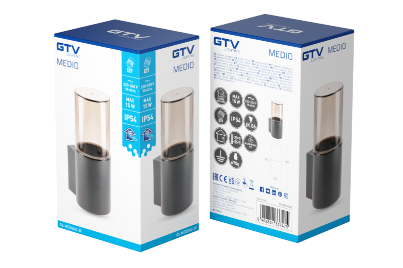 Διακοσμητικός Φωτισμός Κήπου MEDIO-AU E27 MAX.15W IP54 AC220-240V 50-60Hz απλίκα γραφίτης. 1208963937