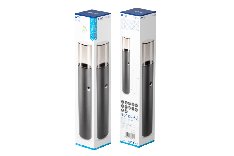 Διακοσμητικός Φωτισμός Κήπου MEDIO-P 50 PIR E27 MAX.15W IP54 AC220-240V 50-60Hz στύλος γραφίτης. 1208963940