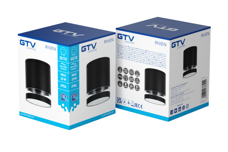 Διακοσμητικό φωτιστικό οροφής RIVEN αλουμινίου 102x120 IP54 MAX.35W στρογγυλό γραφίτη. 1208963984