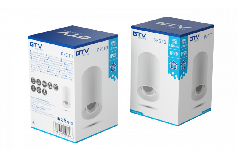 Διακοσμητικό φωτιστικό οροφής RESTO PC φ80x125mm IP20 μέγ. 20W στρογγυλό λευκό. 1208963986