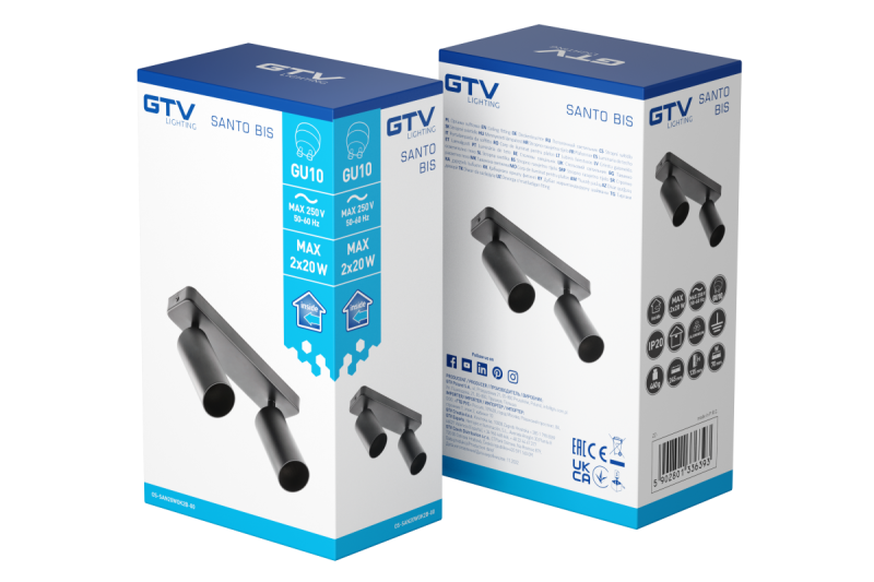 Διακόσμηση Οροφής SANTO BIS αλουμίνιο IP20 μέγ. 20W*2 διπλό στρογγυλό μαύρο. 1208963999