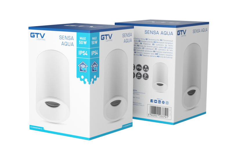 Διακοσμητικό SENSA AQUA φωτιστικό οροφής αλουμινίου 85x115 IP54 μέγιστο 50W κυκλικό λευκό. 1208964007