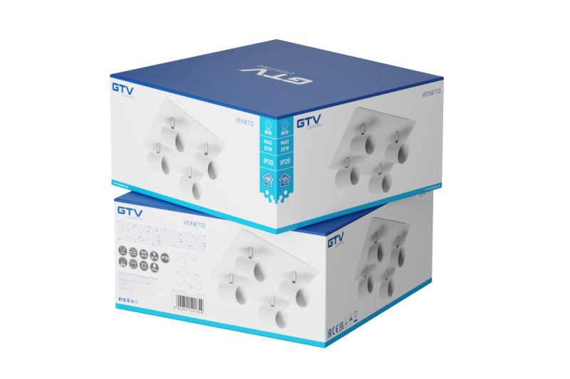 Decoρατικό Φωτιστικό Οροφής VENETO IP20 max. 20W 4 x GU10 στρογγυλό/τετράγωνο λευκό. 1208964045
