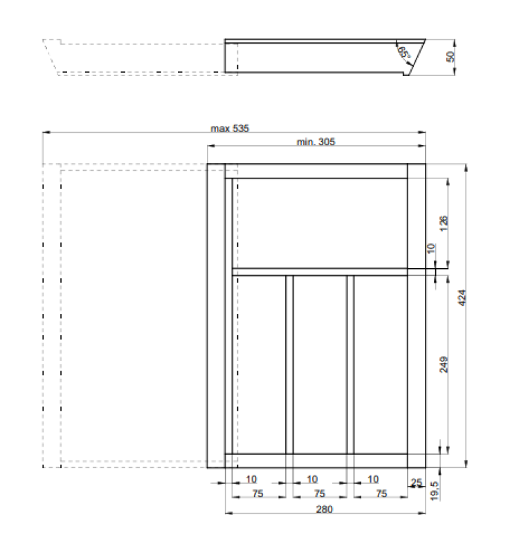 Decor Cutle Καλαθάκια για μαχαιροπίρουνα Ρυθμιζόμενο ένθετο για ντουλάπια 400-600 mm Χρώμα: Οξιά 1208966289