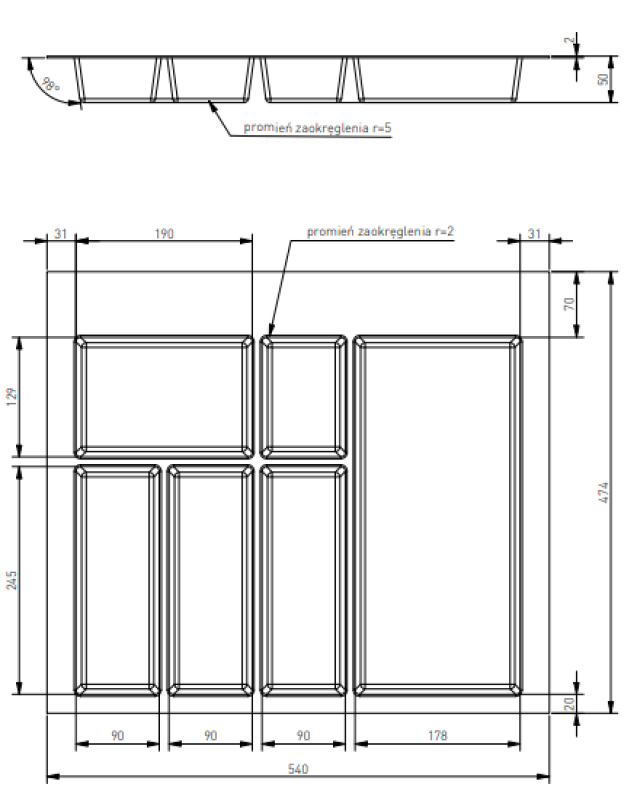 Decor Cutle Καλαθάκια για μαχαιροπίρουνα Εισαγωγή για συρτάρι κουζίνας 600 Λευκό 1208966377