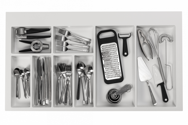 Διακοσμητική Θήκη Μαχαιροπίρουνων για Συρτάρι Κουζίνας 900 Λευκό 1208966381