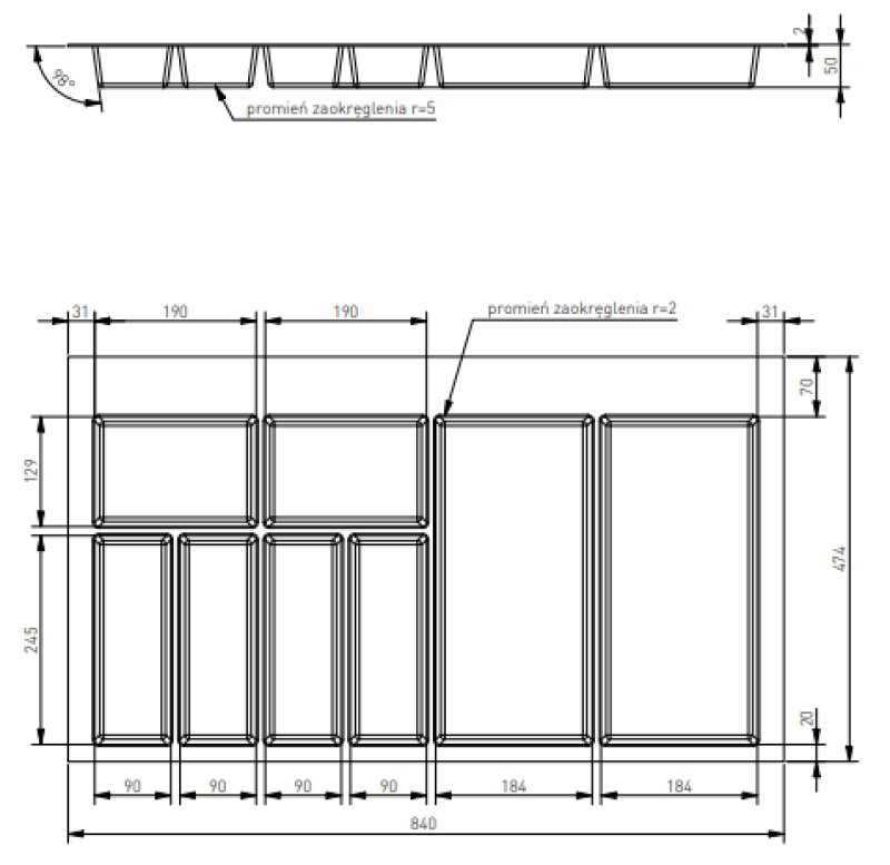 Decor Cutle Καλαθάκια για μαχαιροπίρουνα Εισαγωγή για συρτάρι κουζίνας 900 Ανθρακί 1208966382