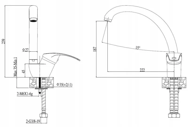 Quadri λευκή μπαταρία κουζίνας σετ με εντοιχιζόμενο διανομέα σαπουνιού και ρυθμιζόμενο λευκό καλάθι 1208966928