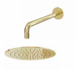 Η μετάφραση van de tekst naar het Grieks is: Ντους οροφής Waterevolution Flow 250mm με σύνδεση τοίχου PVD Light Gold T164125WGE.