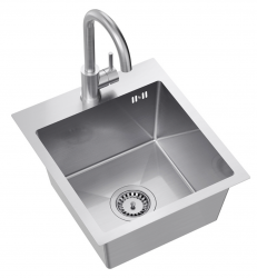 Quadri Dixton 40 σετ με ανοξείδωτο νεροχύτη 400x450 mm με οπή για μπαταρία και μπαταρία κουζίνας Quadri Coventry ανοξείδωτο χάλυβα