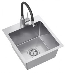 Quadri Dixton 40 σετ με ανοξείδωτο νεροχύτη 400x450 mm με οπή για βρύση και μπαταρία κουζίνας Quadri Bristol από ανοξείδωτο ατσάλι.