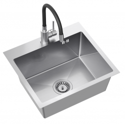 Quadri Dixton 50 σετ με ανοξείδωτο νεροχύτη 500x450 mm με οπή για μπαταρία και ανοξείδωτη μπαταρία κουζίνας Bristol