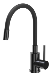 Quadri Dixton 50 Σετ με μαύρο Nano PVD ανοξείδωτο νεροχύτη 500x450 mm με οπή για βρύση επιφανείας και μαύρη μπαταρία κουζίνας Bristol.
