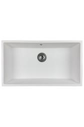 Granitemy Universal μεγάλος λευκός νεροχύτης από γρανίτη 74x40 cm λευκός επιφάνειας, υποκατασκευής και ενσωματωμένης τοποθέτησης με ανοξείδωτο πώμα 1208967111.