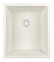 GraniteMy Universal γρανιτένιος λευκός νεροχύτης 34x40 cm λευκός επιφάνειας, υποκατασκευής και ενσωματωμένος με λευκό βύσμα 1208967146.