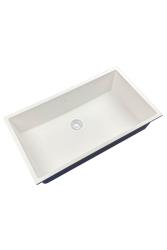 GraniteMy Universal γρανιτένιος μεγάλος λευκός νεροχύτης 74x40 cm λευκός επιτραπέζιος, υποκατασκευαστικός και εντοιχισμένος με λευκό πώμα 1208967160