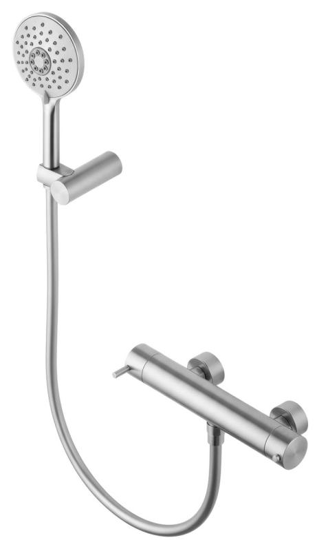 WaterEvolution Flow θερμοστατική μπαταρία ντους με σετ ντους στρογγυλό ανοξείδωτο ατσάλι T140TNRIE