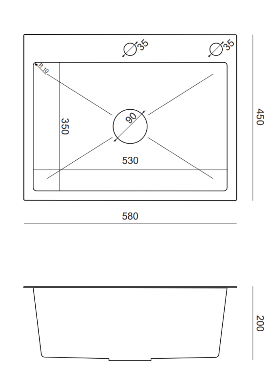 Quadri Dixton 60 μαύρος PVD Nano ανοξείδωτος νιπτήρας 580x450 mm με οπή για μπαταρία και αξεσουάρ 1208967195