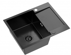 Quadri Dixton 80 μαύρος PVD Nano ανοξείδωτος νεροχύτης 600x480 mm με αναστρέψιμο στραγγιστήρι 1208967197