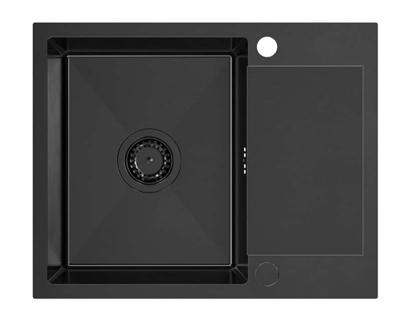 Quadri Dixton 80 μαύρος PVD Nano ανοξείδωτος νεροχύτης 600x480 mm με αναστρέψιμο στραγγιστήρι 1208967197