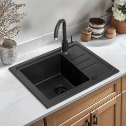 Quadri Sligo 60 ανθρακί γρανίτης σετ νεροχύτη 55x44 cm με αποστραγγιστικό τμήμα συμπεριλαμβανομένης της βρύσης 1208967199