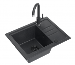 Quadri Sligo 60 ανθρακί γρανίτης σετ νεροχύτη 55x44 cm με αποστραγγιστικό τμήμα συμπεριλαμβανομένης της βρύσης 1208967199