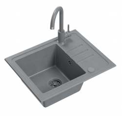 Quadri Sligo 60 γκρι γρανίτης νεροχύτης σετ 55x44 cm με αποστραγγιστικό τμήμα, συμπεριλαμβανομένης της βρύσης 1208967200
