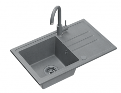 Quadri Sligo 70 γκρι γρανίτης νεροχύτης σετ 70x44 cm με αποστραγγιστική επιφάνεια, συμπεριλαμβανομένης της βρύσης 1208967203