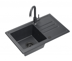 Quadri Sligo 70 γρανίτης ανθρακί νεροχύτης σετ 70x44 cm με στραγγιστήρι, συμπερ. βρύση 1208967204